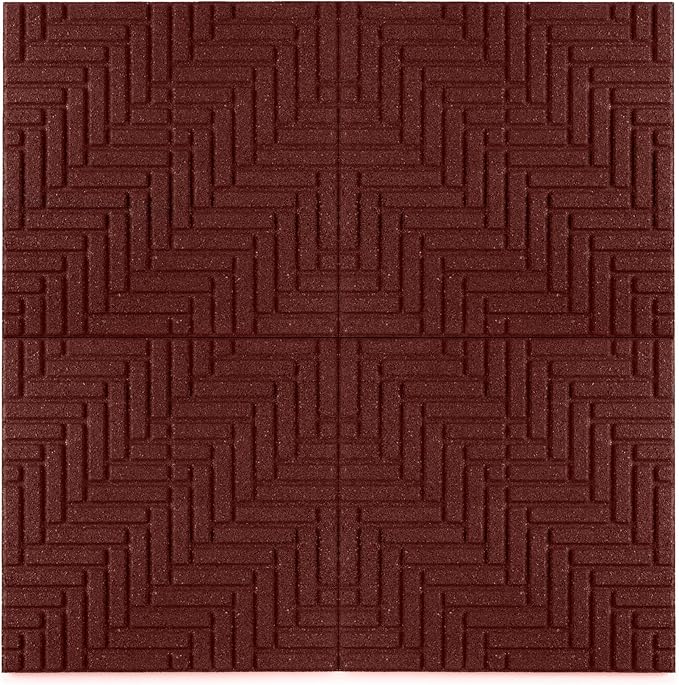 Playsafer Herringbone Rubber Interlocking Tiles | 16 X 16 | Easy Install for Indoor and Outdoor Use (Red, 1 Tile)
