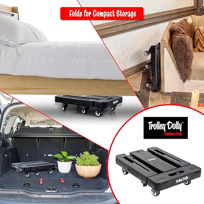 dbest Products Trolley Dolly Platform Cart 6-Wheel Handtruck for Moving, Folding Hand Truck, Telescoping Handle, Expandable Toe Plate & Includes 2 Bungee Chords, Carretilla plegable
