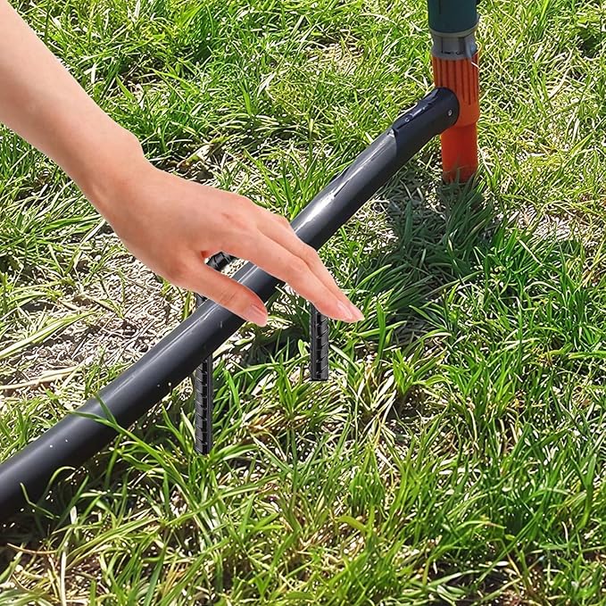 Black Rebar Stakes 12 inch (6pcs) - Heavy Duty 6mm Metal J Hook Ground Stakes,Galvanized Steel for Tent,Bounce House,Fence,Dog Coop,Artificial Turf,Outdoor Plants,Christmas & Holiday Decorations