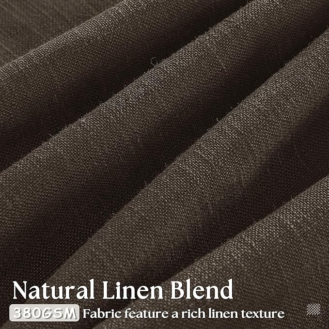 Dark Chocolate 80 Inch Pinch Pleated Linen Curtains 2 Panels for Living Room Bedroom Memory Training Shaped Semi Sheer Pleat Drapes with Hooks Rings Light Filtering Window Curtain 40x80