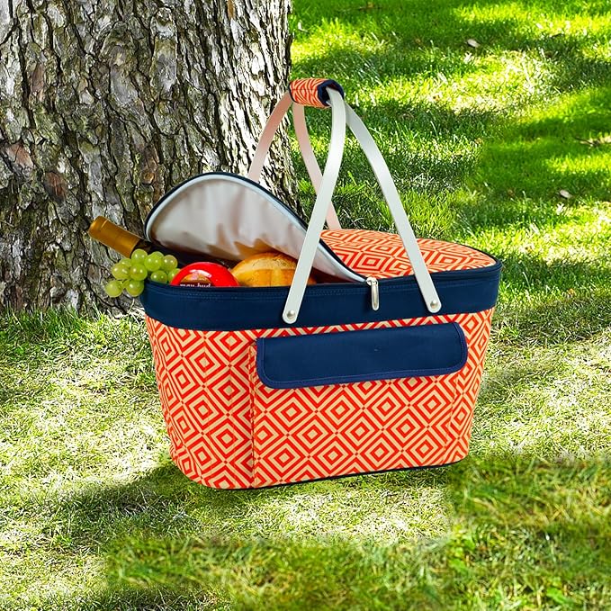 Picnic at Ascot Patented Insulated Folding Picnic Basket Cooler- Designed & Quality Approved in the USA