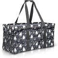 Extra Large Utility Tote Bag - Oversized Collapsible Reusable Wire Frame Rectangular Canvas Basket With Two Exterior Pockets For Beach, Pool, Laundry, Car Trunk, Storage - Sailboat