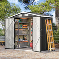 6x4 FT Outdoor Storage Shed, Metal Garden Tool Shed with Sloping Roof & Lockable Door for Patio Lawn Backyard (Black)