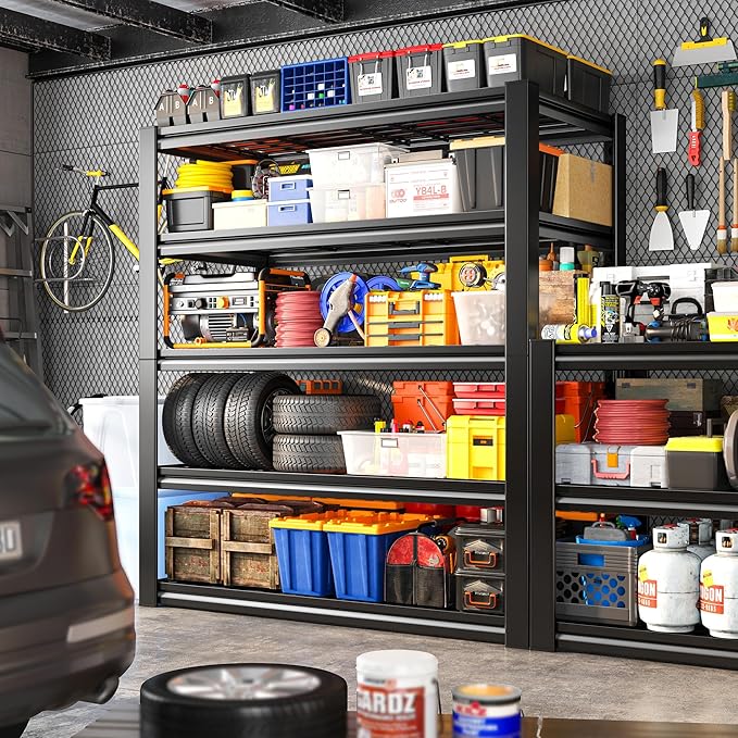 REIBII Garage Shelving 3000LBS, Heavy Duty Storage Shelves, Adjustable Industrial Metal Shelving Unit for Garage, Basement, Pantry, Warehouse,Commercial, 36" W x 16" D x 72" H, 3 Pack
