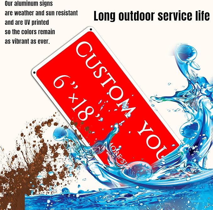 Custom Sign, street signs customized，Aluminum Weatherproof Metal Sign Multiple Sizes, Customize forSports field Business, Workplace, office, Home, Delivery Signs(6 * 18 Inch)