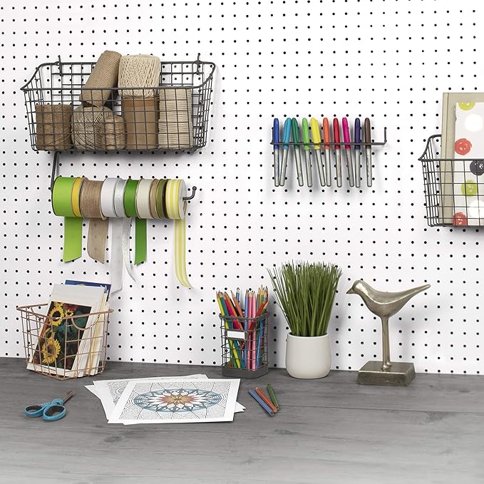 Spectrum Diversified Pegboard/Wall Mount Basket and Paper Towel Holder, 15 in (w, Industrial Gray