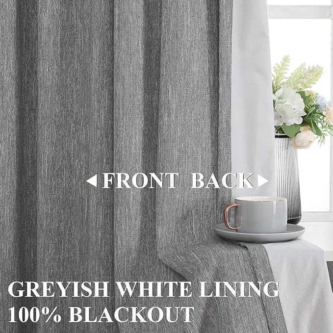 Vision Home Charcoal Grey Pinch Pleated Full Blackout Curtains Room Darkening Window Curtains for Living Room Bedroom Thermal Insulated Pinch Pleated Drapes with Hooks Back Tab 2 Panel 40" Wx102 L