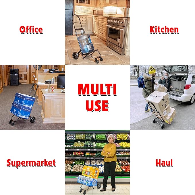 dbest Products Trolley Dolly Rover, 4 Wheeled Push Folding Utility Cart Hand Truck Platform Swivel Wheels Garden Lightweight Luggage Carretilla de Carga Plegable