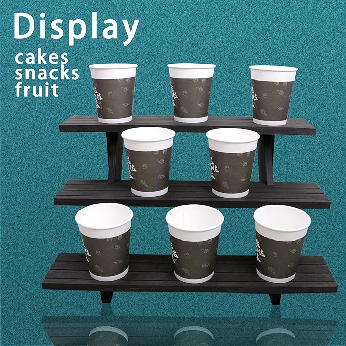 3 Tier Earring Display Stands For Selling, Retail Display Riser Earring, Ring Holder Stand, Removable Countertop Small Merchandise Display Stand, for Figures,Cupcake, Photo (Brown color)