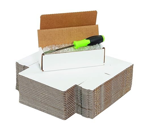 Box USA BM2662 Corrugated Mailers, 26" x 6" x 2" White (Pack of 50)