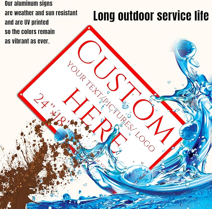 Custom Sign, personalized metal sign，Aluminum Weatherproof Metal Sign Multiple Sizes, Reflective double-sided,Customize for Business, Workplace, office, Home, Delivery Signs(24 * 18 Inch)
