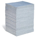 PIG Super Absorbent Mat Pads | 100 Oil Spill Mats | 15" x 19" Perforated Pads | Each Pad Absorbs 43 oz | Total Absorbency is 34 Gallons | Heavyweight | PM50242