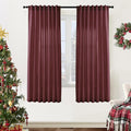 XTMYI Dark Red Burgundy Curtains 63 Inch Length for Dining Room Kitchen Window,2 Panels Light Filtering Semi Privacy Linen Sheer Curtain for Bedroom