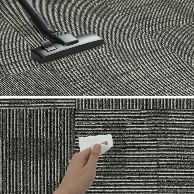 24" x 24" Self-Adhesive Carpet Tiles, 20 Pack Peel and Stick Carpet Squares for Indoor Flooring, Non-Slip Squares Carpet Floor Tile for Basement, Bedroom, Office, Easy DIY Installation