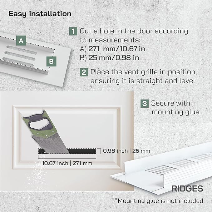 Vent Systems 11.81 x 1.57 (Outer Size) Air Supply Ventilation Grille - White Aluminum Rectangle Intake/Exhaust Door Vent Deflector - HVAC for Home Improvement Floor, Wall Duct Cover