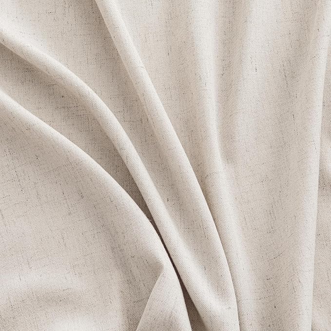 MIULEE Non-See-Through Privacy Linen Curtains 2 Panels, Light Filtering Window Curtains Farnhouse Textured Back Tab Semi Sheer Drapes for Bedroom Living Room, 52 x 84 Inches Long, White