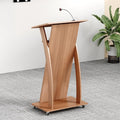 Mobile Wooden Podium Stand with Wheels Lectern Black Walnut 16MM Wood Board Elegant Design Wooden Churche Pulpit