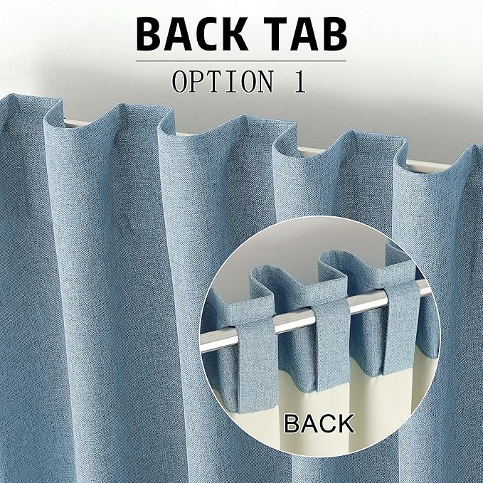Slate Blue 102 Inch Length Curtains, 100% Blackout Curtains 84 Inch Extra Wide for Bedroom Thermal Insulated Noise Cancelling Pleated Heading Tape Ring Back Tab Kids Boho Drapes 2 Panel Set 84x102