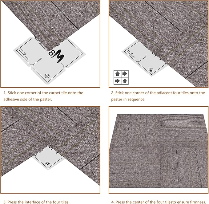 16-Pack 20"x20" Carpet Tiles, Non-Adhesive Soft Padded Floor Squares with Seamless Look for Home, Office, Indoor & Outdoor Use (43 Sq Ft) (K7)
