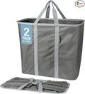 CleverMade Collapsible Laundry Caddy - Gray Stone Gray 2 Pack 64L / 17 Gal - Foldable Storage Organization Container Clothes Room Storage Solution