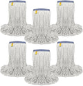 Pack of 6 Cut End Cotton Mop Head Replacement, 1.25-inch Universal Headband, Wet Mop Refills, Natural, 16 Oz