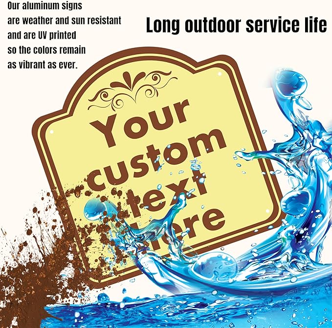 Custom Weatherproof Sign, Aluminum, 10*10 Inch, Indoor & Outdoor, Office, Home, Business, Delivery