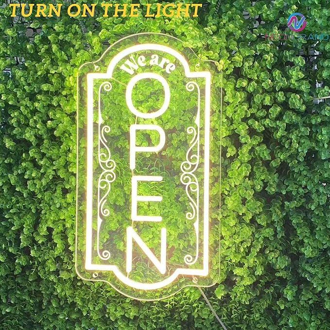 Vertical open sign Vertical Open Led Sign Neon Sign business window light vertical open signs for business (Warm white LARGE SIZE 30x16")