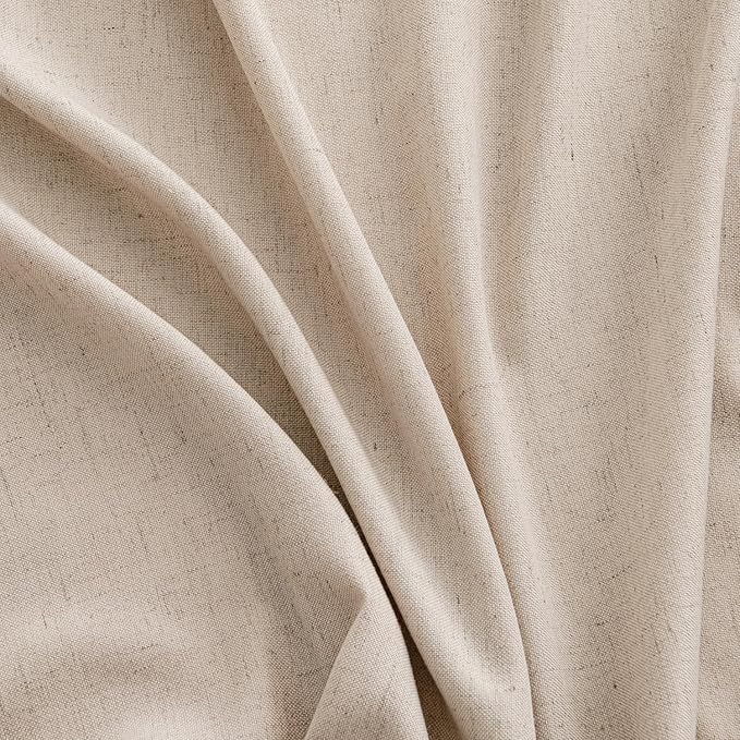 MIULEE Non-See-Through Privacy Linen Curtains 2 Panels, Light Filtering Window Curtains Farnhouse Textured Back Tab Semi Sheer Drapes for Bedroom Living Room, 52 x 96 Inches Long, Beige
