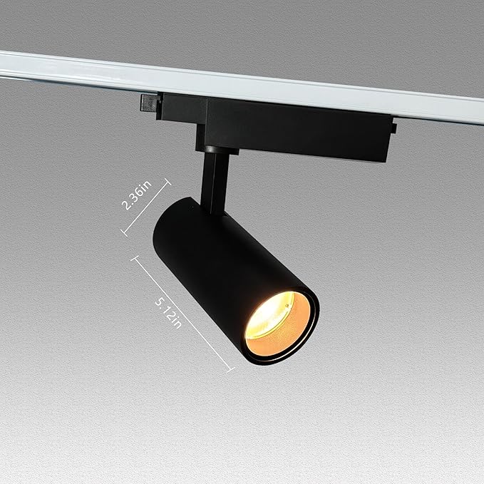 Black Adjustable Track Lighting Head LED 15W Aluminum H Type Track Indoor Spotlight 3000K CRI 97 Flicker-Free 1180 lm Spotlight Fixture for Gallery, Kitchen, Living Room, Commercial Spaces