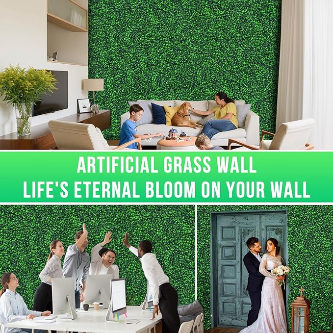 20"x20" Grass Wall,16PCS Artificial Boxwood Panels Cover 44.4SQFT,4 Layers Plant Wall, Greenery Backdrop,Privacy Hedge Screen,Green Panels Decor for Outdoor Garden and Indoor Home Wedding