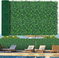 48"x 120"(40 sq.ft) Artificial Boxwood Roll Panels with Flowers, UV-Anti Faux Ivy Leaves Privacy Fence Screen, Grass Wall Roll Panels for Indoor Home Decor and Outdoor Garden Backyard