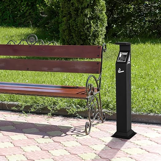 AIWFL Commercial Trash Can with Removable Inner Barrel, 3 Openings, All-Metal Construction, Standing Trash Bin for Outside Sidewalks Roadside Hotel Scenic Area