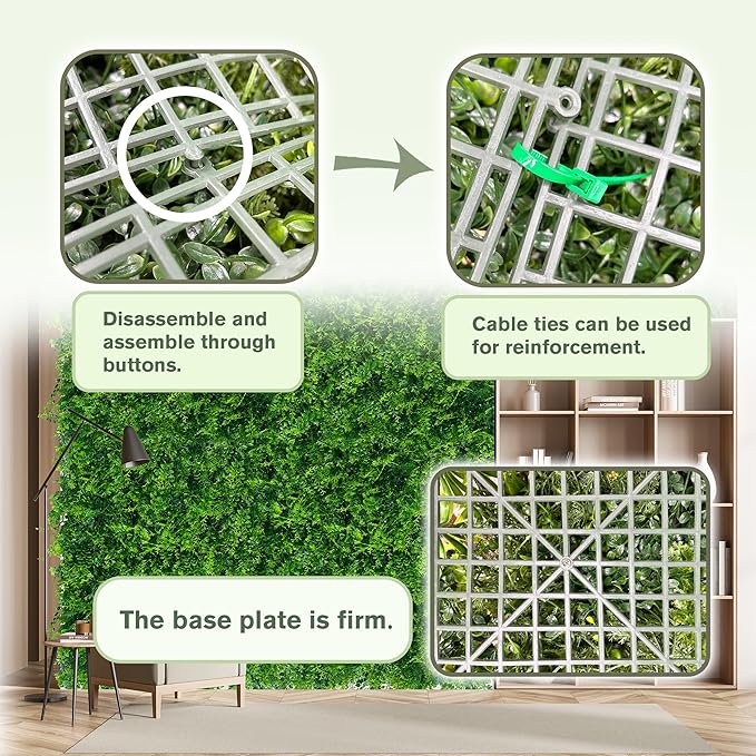Greenery Faux Grass Wall Backdrop 60"x128" (53.5 SQFT) UV-Anti Artificial Green Boxwood Panel for Patio Balcony Privacy & Ivy Fence Covering Privacy, Garden, Backyard Wall Backdrop Decor