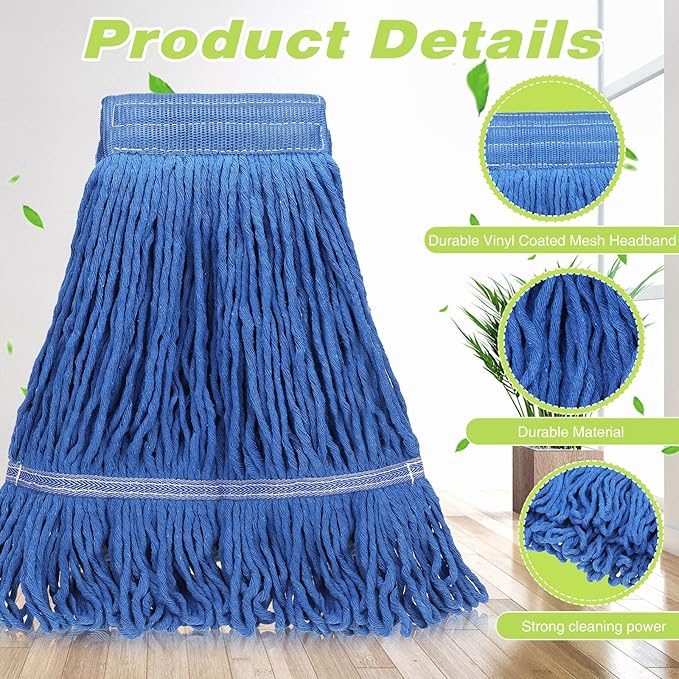 20 Pieces Commercial Mop Head Bulk Replacement Floor Cleaning Refills Heavy Duty Commercial Wet Mop Heads for Home Industrial Cleaning