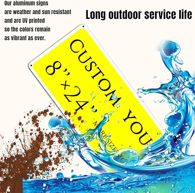 Custom Sign, Custom Indoor/Outdoor Decorative Sign，large,Aluminum Weatherproof Metal Sign Multiple Sizes, Customize for Office, Business, Workplace, office, Home, Delivery Signs(8 * 24 Inch)