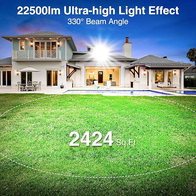 2025 Elite New Upgraded LED Flood Light Outdoor 150W 25500lm Stadium Flood Lights, 5000K Daylight White, IP66 Waterproof Adjustable 3-Head Floodlight for Street, Stadium, Parking Lot