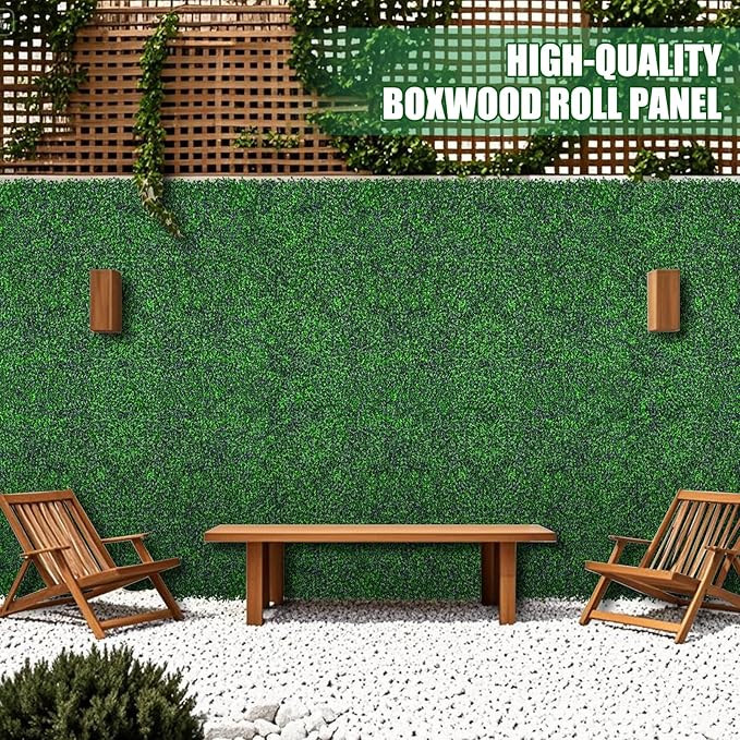 Artificial Greenery Wall Rolls,48"x 120"(40 sq.ft) UV-Anti Faux Ivy Leaves Privacy Fence Screen Grass Wall Roll Panels for Indoor Home Decor and Outdoor Garden Backyard
