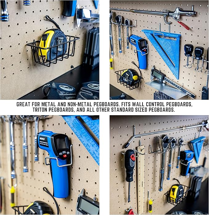 Hiltex 53108 100 Piece Metal Peg Board Hooks and Accessories Set, Pegboard Hooks Assortment, Bins & Hooks for Crafts, Organizer for Garage, Peg Board Tool Utility Hook, 1/4 Pegboard Hooks Accessories