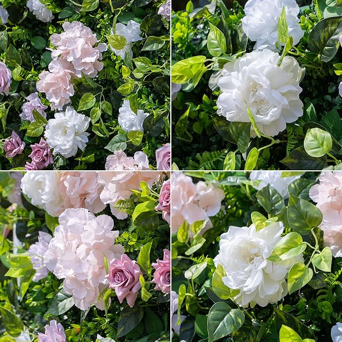 Artificial Luxury‌ Flower Wall Panel, Gorgeous 3D Silk Floral Backdrop for Wedding, Baby Shower, Party and Home Decor, Quick Assembly/Storage, Eco ＆ Pet Friendly, 2 pcs, Each Panel 2 * 8 ft.