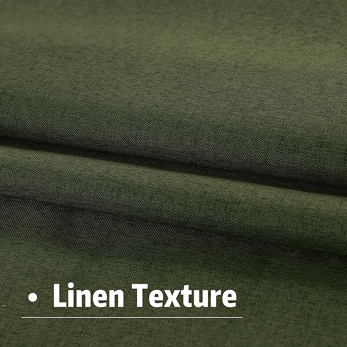 DUALIFE Olive Green Blackout Curtains 102 Inch Length 2 Panels Set for Living Room Bedroom Rod&Back Tab Thermal Insulated 100% Black Out Linen Drapes Room Darkening Window Curtains 72" x 102"