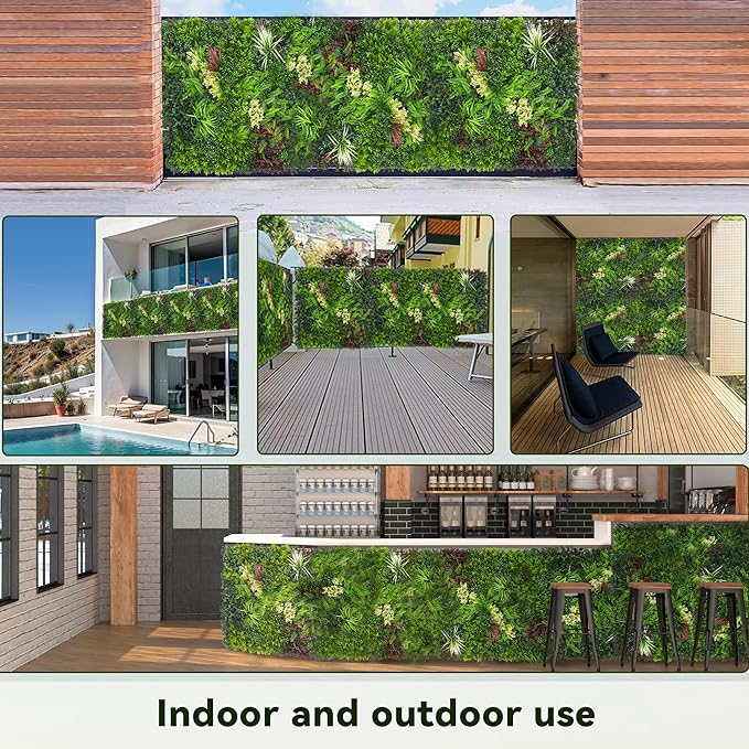 Artificial Grass Wall Boxwood Plant Panel: 20"x20"(12P) UV Resistant Green Leaves Faux for Interior Wall Backdrop,Garden and Indoor Outdoor Wall&Fence Covering Privacy，Party Wall Fence Decor