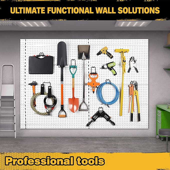 ELEAD 28-Piece Pegboard Hooks with Extension Straps, Heavy Duty Organizer Pegboard Accessories Fit for 1/4" Pegboard, Peg Board Tool Utility Hangers for Power Tool, Drill, Bag, Cord