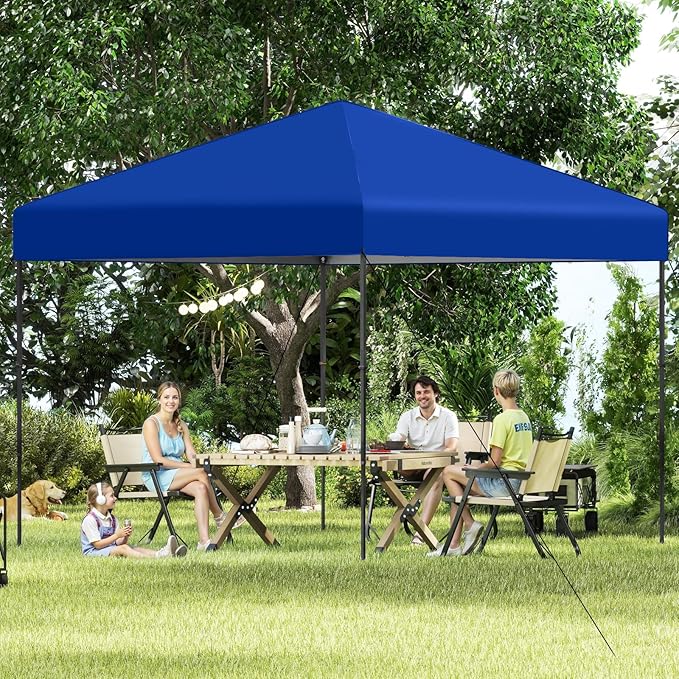 Tangkula 10x10 FT Pop Up Canopy, UPF50+ Portable Outdoor Tent with 8 Stakes, 4 Wind Ropes, Carrying Bag, Foldable Canopy Tent for Beach Party Event Camping