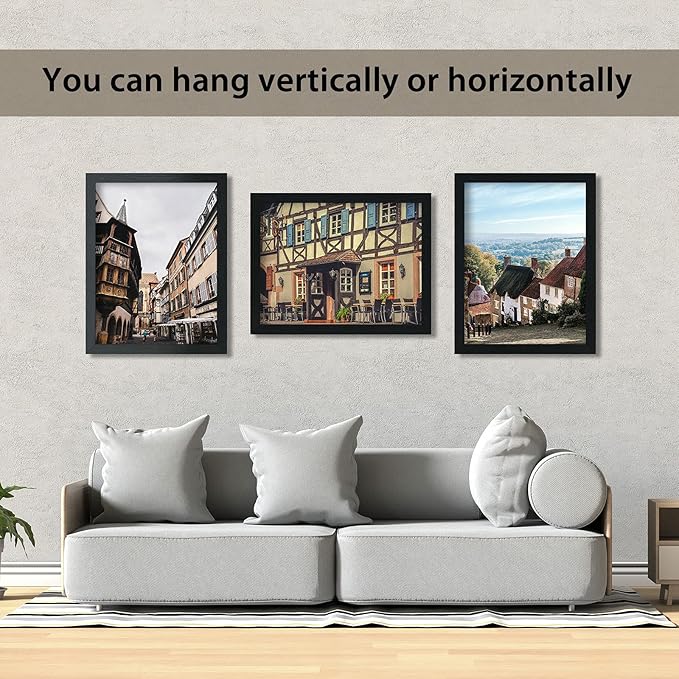 VCK 20x30 Inch Black Poster Frame Wooden with Plexiglass Wall Hanging Picture Frame for Poster Artwork Certificate Included 5 Pack