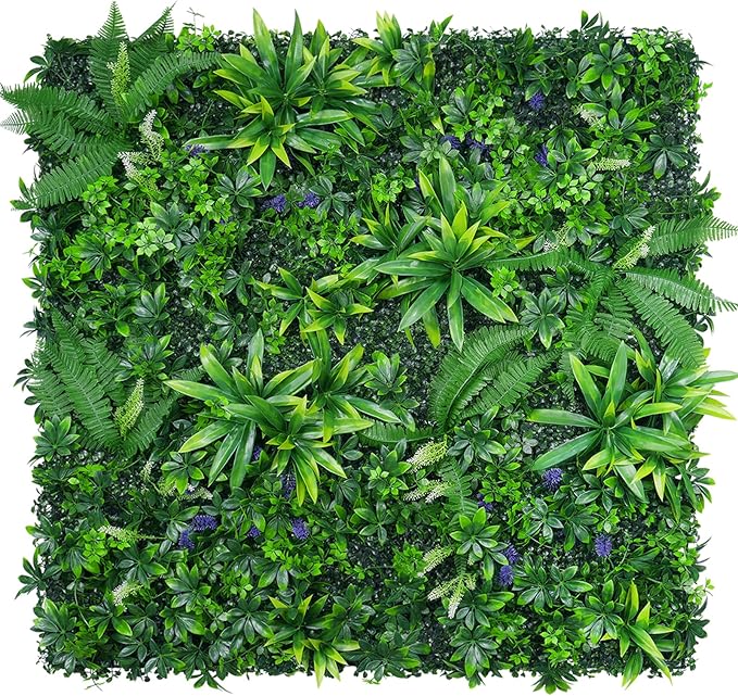 Grass Wall Panels Set of 6, Artificial Hedge Panels Greenery Wall, UV Protected Faux Grass Backdrop Privacy Fence Screen, Greenery Wall for Outdoor Indoor Garden Birthday Wedding Decor