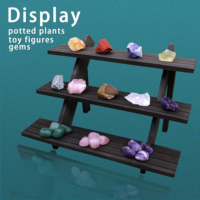 3 Tier Earring Display Stands For Selling, Retail Display Riser Earring, Ring Holder Stand, Removable Countertop Small Merchandise Display Stand, for Figures,Cupcake, Photo (Brown color)