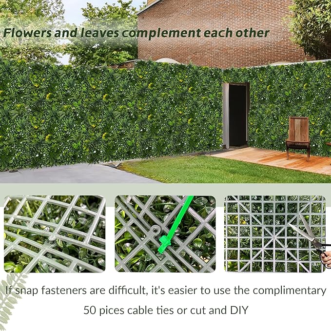 Artificial Grass Wall Boxwood Roll: 40"x120" UV Resistant Green Leaves Faux for Interior Wall Backdrop,Garden and Indoor Outdoor Wall&Fence Covering Privacy, Party Wall Fence Decor