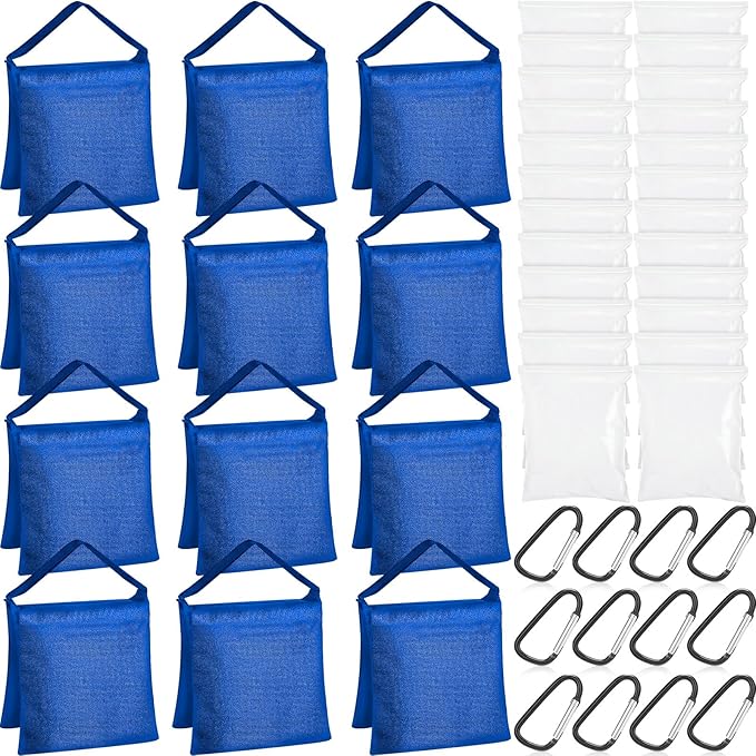 Jerify 12 Packs Photography Weight Bags Photo Studio Filled Weight Bag Empty Heavy Sandbag Set for Photography Tripod Stand Light Stand Sports Outdoor Photo Video Studio Boom Brackets (Blue)