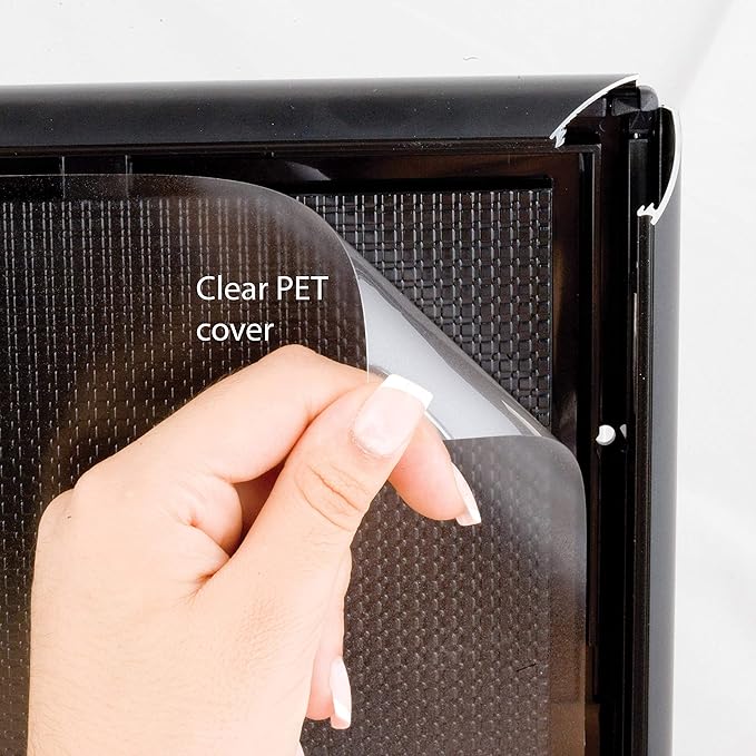 M&T Displays Opti Snap Poster Frame 8.5x11 Inch Black 1" Aluminum Profile Front Loading Wall Mounting Photo Picture Document Certificate Sign Holder Mitered Corner Anti Glare Cover (100 pack)