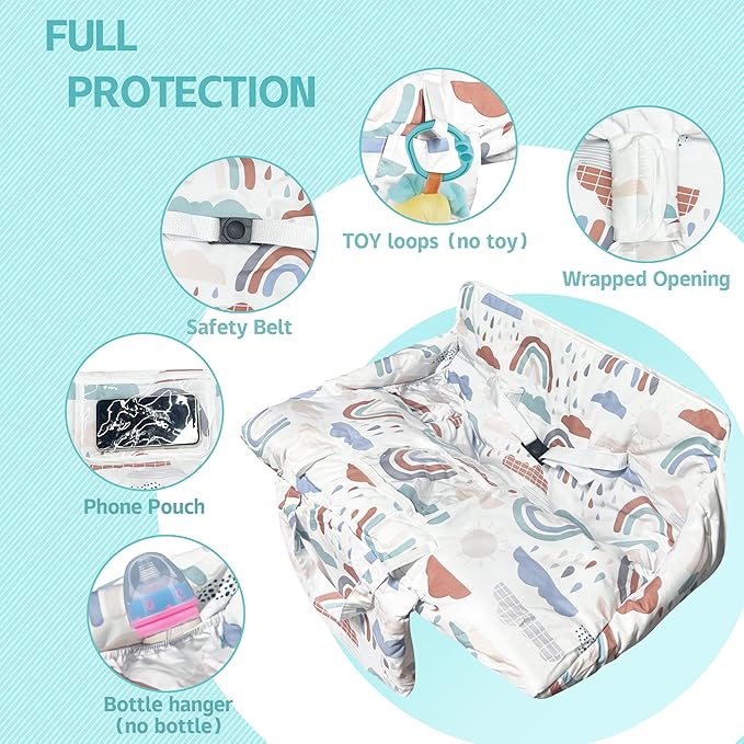 Shopping Cart Cover for Baby,2-in-1 High Chair Cover with Portable Cloth Bag,Cart Seat Pad for Babies Grocery Cushion Cover Restaurant,Suitable for All Supermarkets